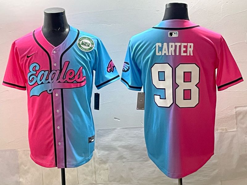 Men 2025 Philadelphia Eagles #98 Carter Blue pink Nike Limited NFL Jersey style 07->philadelphia eagles->NFL Jersey